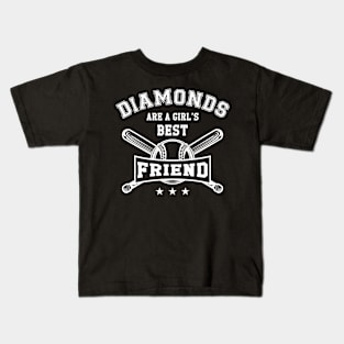 Softball Player - Diamonds are a girl's best friend Kids T-Shirt